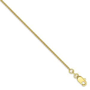 1mm, 10k Yellow Gold, Solid Spiga Chain Bracelet, 7 Inch
